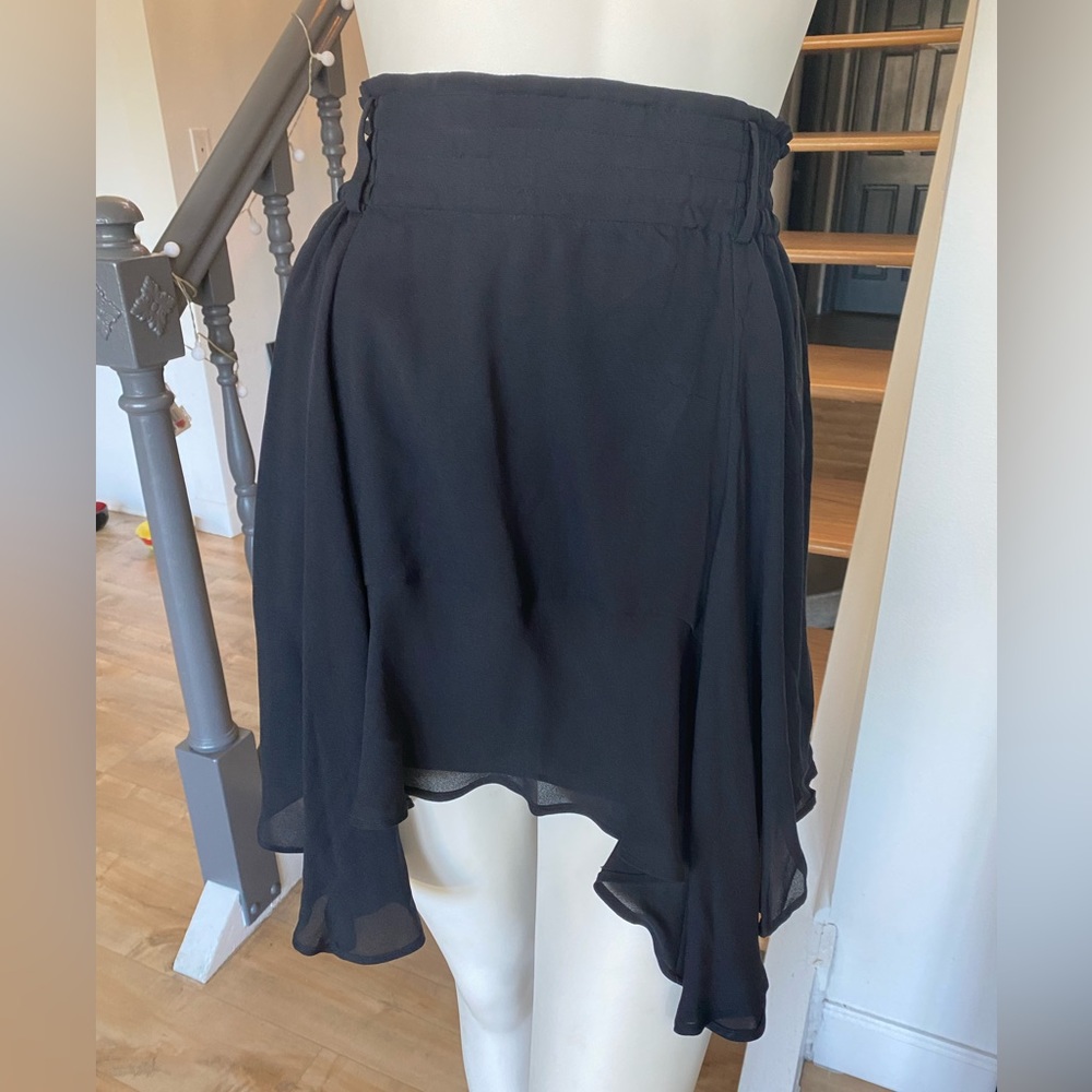 A.L.C black handkerchief hem chiffon miniskirt size 8